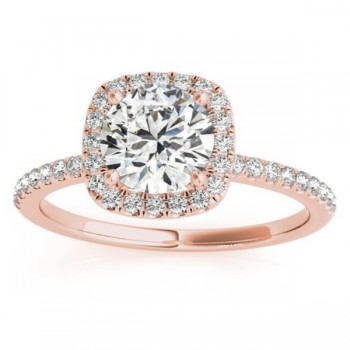 Square Halo Lab Grown Diamond Bridal Set Ring Setting & Band 14k Rose Gold 0.35ct