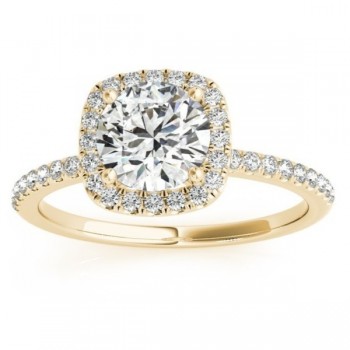 Square Halo Lab Grown Diamond Bridal Setting Ring & Band 18k Yellow Gold (0.33ct)