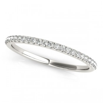 Lab Grown Diamond Accented Semi Eternity Wedding Band in 14k White Gold (0.13ct)
