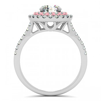 Double Halo Round Diamond Engagement Ring 14k Two Tone Gold (0.83ct)