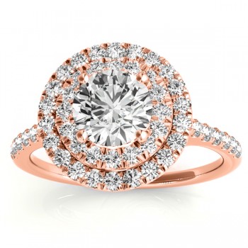 Diamond Double Halo Engagement Ring Setting 14k Rose Gold (0.33ct)