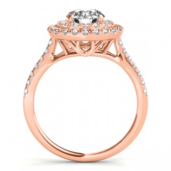 Diamond Double Halo Engagement Ring Setting 14k Rose Gold (0.33ct)