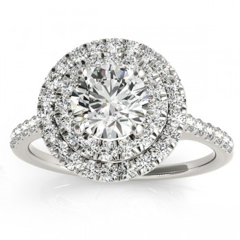 Diamond Double Halo Engagement Ring Setting 14k White Gold (0.33ct)