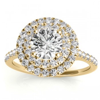 Diamond Double Halo Engagement Ring Setting 14k Yellow Gold (0.33ct)