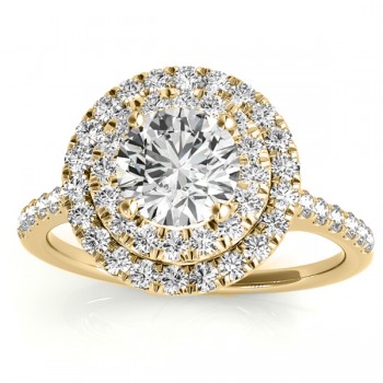 Diamond Double Halo Engagement Ring Setting 18k Yellow Gold (0.33ct)