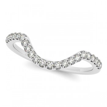 Diamond Semi Eternity Contour Wedding Band in 14k White Gold 0.17ct