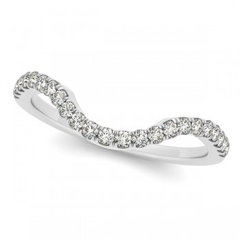 Diamond Accented Contoured Wedding Band 14k White Gold (0.25ct)