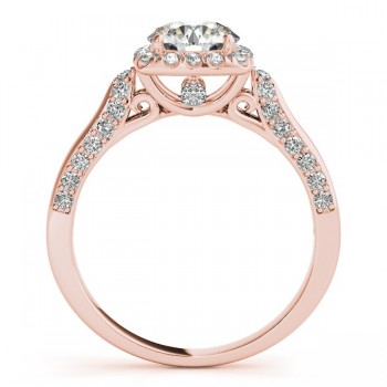 Square Halo Diamond Accented Engagement Ring 14k Rose Gold 1.00ct