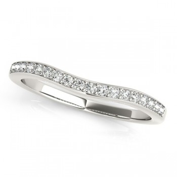 Diamond Contour Semi Eternity Wedding Band in 14k White Gold 0.25ct