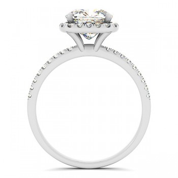 Cushion Moissanite & Diamond Halo Engagement Ring French Pave Platinum 2.00ct