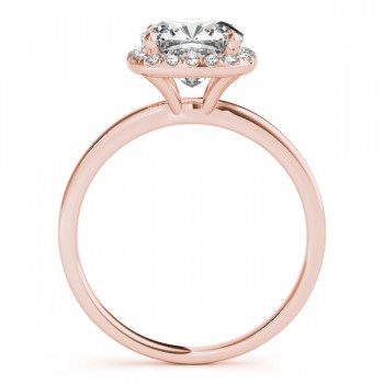Cushion Solitaire Diamond Halo Engagement Ring 14k Rose Gold (1.00ct)