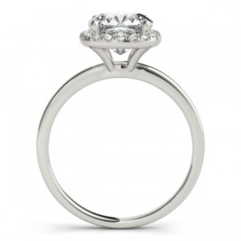 Cushion Solitaire Diamond Halo Engagement Ring 14k White Gold (1.00ct)