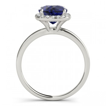 Cushion Blue Sapphire & Diamond Halo Engagement Ring Platinum (1.00ct)