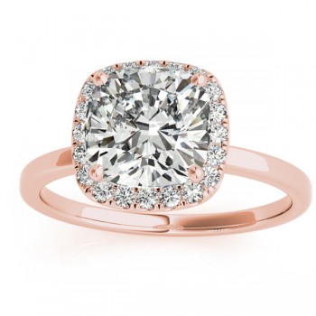 Cushion Diamond Halo Engagement Ring 14k Rose Gold (0.15ct)