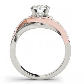 Diamond Halo Twisted Engagement Ring Setting 14k Rose Gold 0.25ct