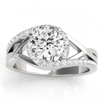 Diamond Engagement Ring Setting & Band Bridal Set 14k W. Gold 0.38ct