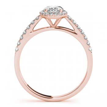 Lab Diamond Halo Oval Shape Engagement Ring 14k Rose Gold (0.26ct)