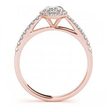 Diamond Halo Oval Shape Engagement Ring 14k Rose Gold (0.26ct)