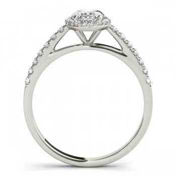 Lab Diamond Halo Oval Shaped Engagement Ring 14k White Gold (0.26ct)