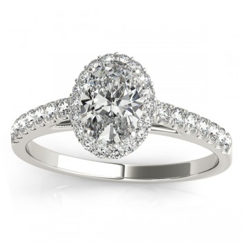 Lab Diamond Halo Oval Shape Engagement Ring Platinum (0.26ct)