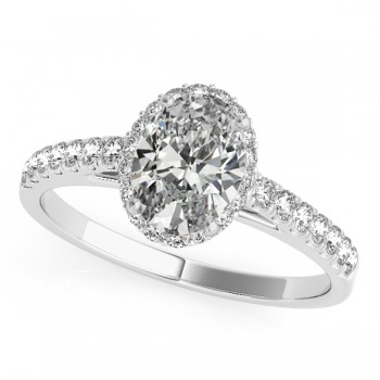 Diamond Accented Halo Oval Shape Bridal Set Platinum (1.58ct)