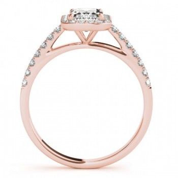 Diamond Halo Emerald-Cut Engagement Ring 14k Rose Gold (0.90ct)