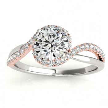 Halo Diamond Twisted Engagement Ring Setting 14k Two Tone Gold 0.20ct