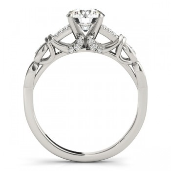 Diamond Antique Style Engagement Ring Setting 14k White Gold (0.14ct)