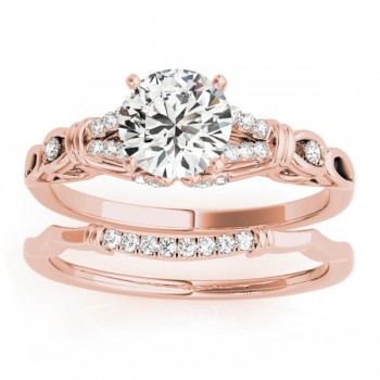 Diamond Antique Style Bridal Set Setting 14k Rose Gold (0.18ct)