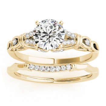 Diamond Antique Style Bridal Set Setting 14k Yellow Gold (0.18ct)