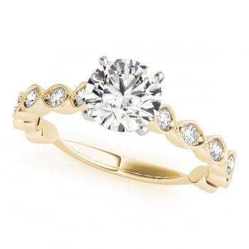 Vintage Style Diamond Engagement Ring Setting 14k Yellow Gold (0.40ct)