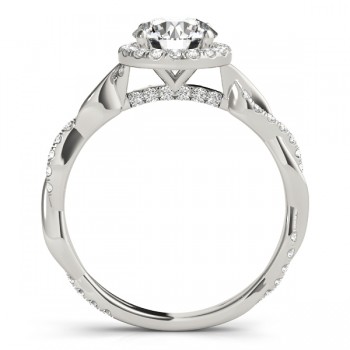 Diamond Twisted Halo Engagement Ring 18k White Gold (1.32ct)