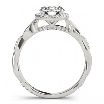 Diamond Twisted Split Shank Halo Engagement Ring in Platinum (1.32ct)