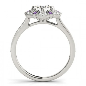 Amethyst & Diamond Floral Engagement Ring Platinum (0.23ct)