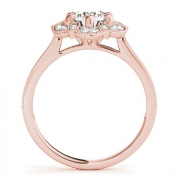 Diamond Accented Floral Halo Engagement Ring 14K Rose Gold (0.23ct)