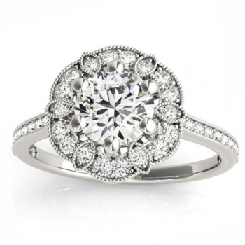 Diamond Accented Floral Halo Engagement Ring Platinum (0.23ct)