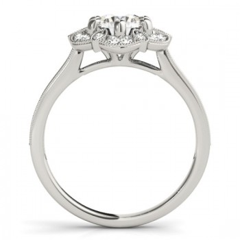 Diamond Accented Floral Halo Engagement Ring Platinum (0.23ct)