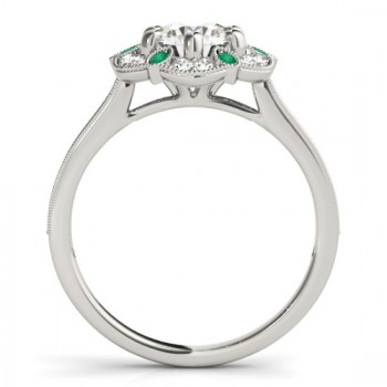 Emerald & Diamond Floral Engagement Ring Platinum (0.23ct)