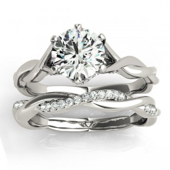 Diamond 6-Prong Twisted Bridal Set Setting 18k White Gold (0.19ct)