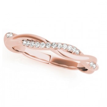 Diamond Twisted Pave Wedding Band Ring 18k Rose Gold (0.08ct)