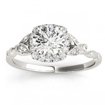 Butterfly Halo Diamond Engagement Ring 14k White Gold (0.14ct)