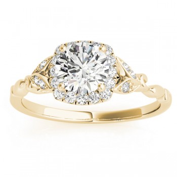 Butterfly Halo Diamond Engagement Ring 14k Yellow Gold (0.14ct)