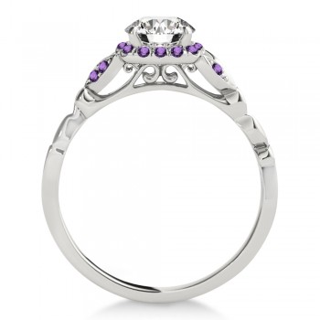 Amethyst Butterfly Halo Engagement Ring 14k White Gold (0.14ct)