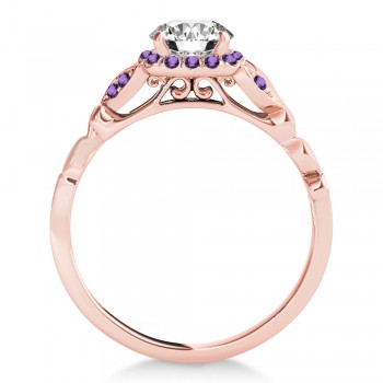 Amethyst Butterfly Halo Engagement Ring 18k Rose Gold (0.14ct)