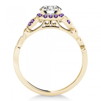 Amethyst Butterfly Halo Engagement Ring 18k Yellow Gold (0.14ct)