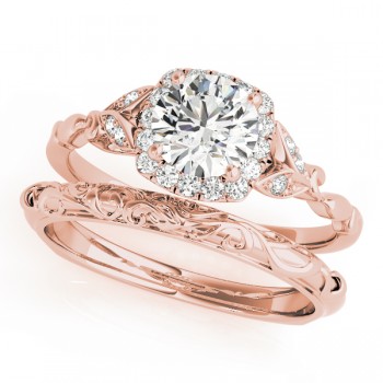 Diamond Antique Style Bridal Set 14k Rose Gold (0.89ct)