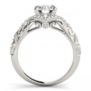 Diamond Antique Style Swirl Engagement Ring 14k White Gold (1.17ct)