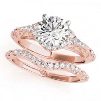 Diamond Antique Style Swirl Bridal Set 14k Rose Gold (1.25ct)