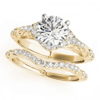 Diamond Antique Style Swirl Bridal Set 14k Yellow Gold (1.25ct)