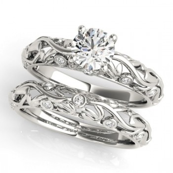 Diamond Antique Style Bridal Set Palladium (0.75ct)